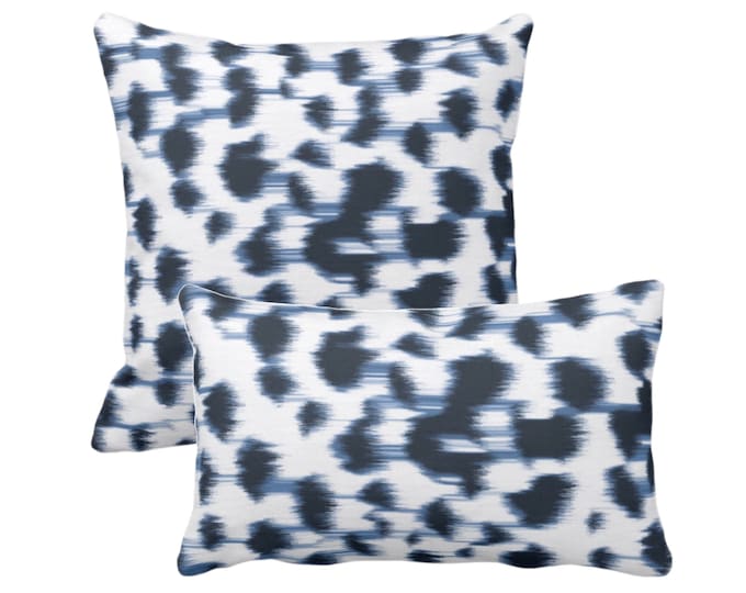 OUTDOOR Ikat Abstract Animal Print Throw Square and Lumbar Pillows/Covers Navy Blue/White Spotted/Dots/Spots/Geo/Dot Pillow/Cover