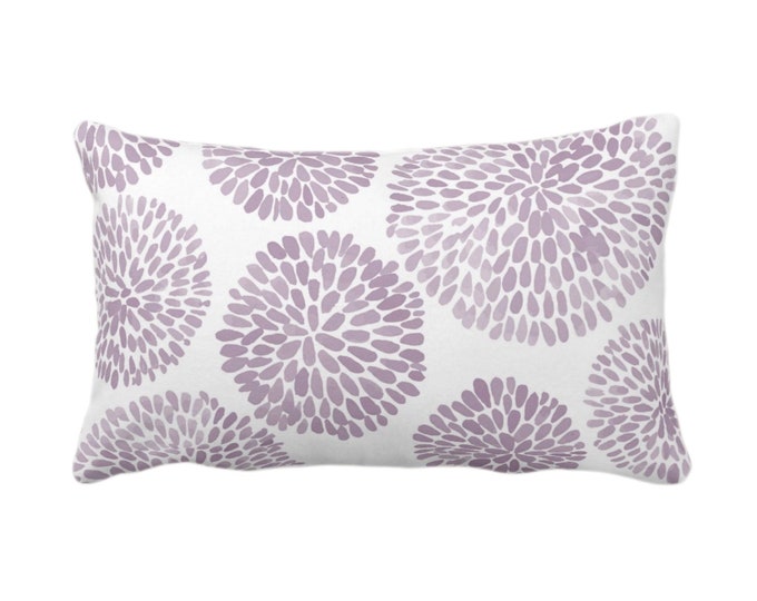 Watercolor Chrysanthemum Throw Pillow or Cover, Dusty Purple/White 12 x 20" Lumbar Pillows/Covers Light Abstract/Modern/Floral/Flower Print