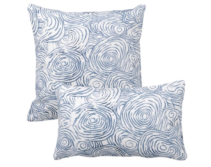 Abstract Floral Throw Pillow or Cover, Navy Blue/White Square and Lumbar Pillows/Covers Dark Blue Watercolor Modern/Organic/Geo Print
