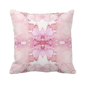 Mirrored Watercolor Throw Pillow or Cover Square and Lumbar Pillows/Covers, Pink/Fuchsia Abstract Modern Painted Print