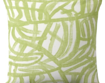 Abstract Lines Throw Pillow Cover, Chartreuse Green Geometric Print