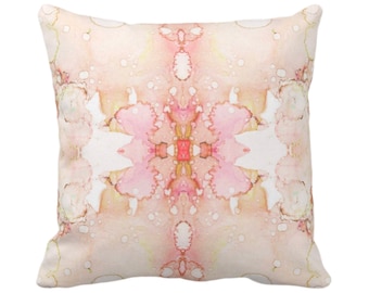 Mirrored Watercolor Pillow Cover, Pink Peach Abstract Print