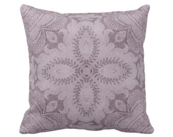 OUTDOOR Dusty Plum Damask Throw Pillow Cover, Floral Organic Pattern