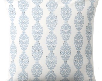 OUTDOOR Blockprint Floral Quadrat- und Lendenkissenbezüge, Küsten blau / weiß Block Print