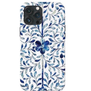 Blue Floral Boho iPhone Case: Tough Protective Cover