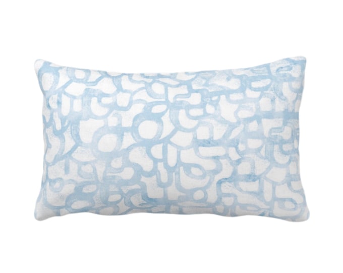 OUTDOOR Abstract Curves Throw Pillow or Cover, Sky 14 x 20" Lumbar Pillows or Covers, Light Blue Watercolor/Modern/Organic/Geo Print/Pattern