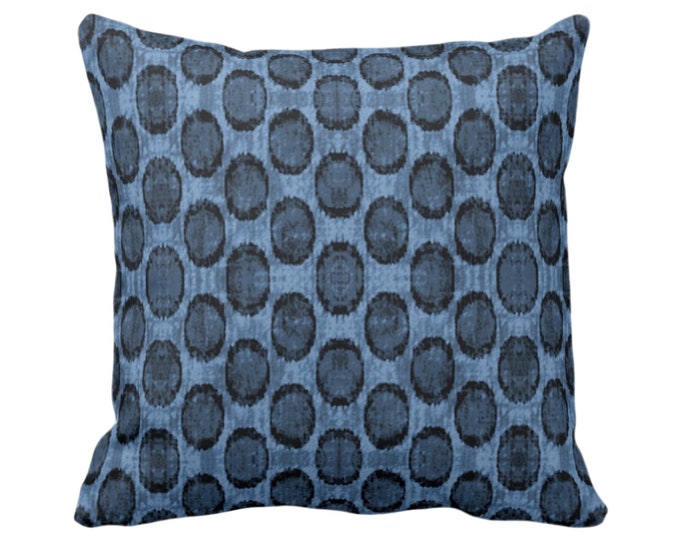 Ikat Ovals Print Throw Pillow or Cover 16, 18, 20, 22, 26" Sq Pillows or Covers, Navy/Dark Blue Geometric/Circles/Dots/Dot/Geo/Polka Pattern