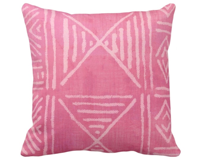 OUTDOOR Mud Cloth Printed Throw Pillow or Cover, Bright Pink 16, 18, 20, 26" Sq Pillows/Covers, Mudcloth/Boho/Geometric/African Print