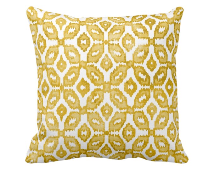 Horseradish Ikat Print Throw Pillow or Cover 16, 18, 20, 22 or 26" Sq Pillows or Covers White/Yellow Geometric/Diamonds/Dots/Diamond/Trellis