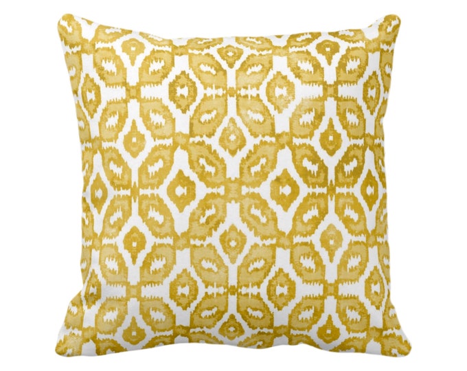 OUTDOOR Horseradish Ikat Print Throw Pillow or Cover 14, 16, 18, 20, 26" Sq Pillows/Covers Yellow/White Geometric/Diamonds/Diamond/Trellis