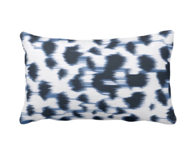 Ikat Abstract Animal Print Throw Pillow or Cover 12 x 20" Lumbar Pillows/Covers, Navy Blue/White Spots/Spotted/Dots/Dot/Geo/Painted Pattern