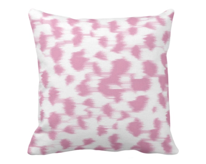 Ikat Abstract Animal Print Throw Pillow or Cover 16, 18, 20, 22, 26" Sq Pillows/Covers, Rose Pink/White Spots/Spotted/Dots/Dot/Geo/Painted