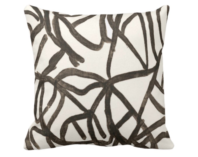 OUTDOOR Abstract Throw Pillow or Cover, Ivory/Smoky Quartz 16, 18, 20, 26" Sq Pillows/Covers Brown/Charcoal Modern/Lines/Geometric Print