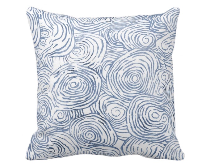 OUTDOOR Abstract Floral Throw Pillow or Cover, Navy/White 16, 18, 20, 26" Sq Pillows/Covers Dark Blue Watercolor Modern/Organic/Geo Print