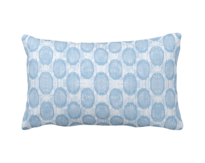 Ikat Ovals Print Throw Pillow or Cover 12 x 20" Lumbar/Oblong Pillows or Covers, Sky/Light Blue Geometric/Circles/Dots/Dot/Geo/Polka Pattern