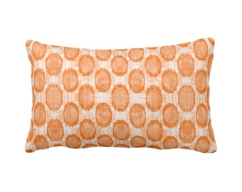 OUTDOOR Ikat Ovals Print Throw Pillow or Cover 14 x 20" Lumba Pillows/Covers, Canteloupe Orange Geometric/Circles/Dots/Dot/Geo/Polka Pattern