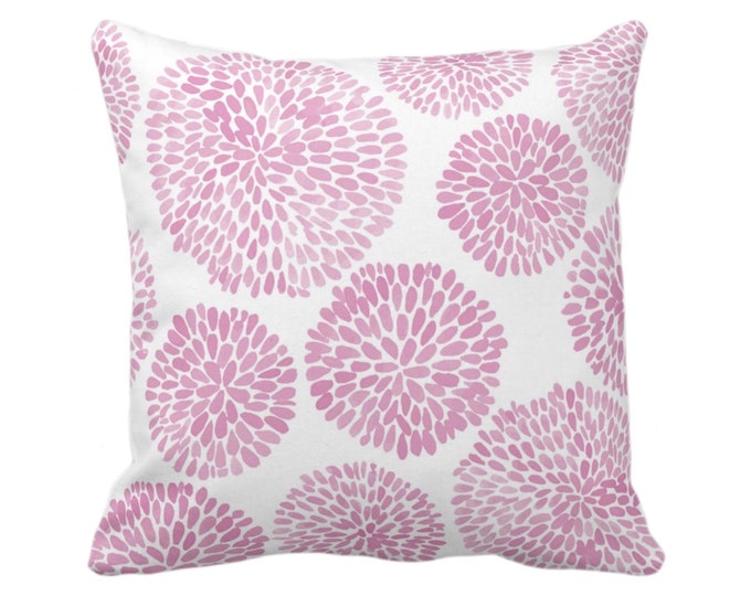 Watercolor Chrysanthemum Throw Pillow or Cover, Pink Lemonade/White 16, 18, 20, 22, 26" Sq Pillows/Covers, Pink Modern/Floral/Flower Print