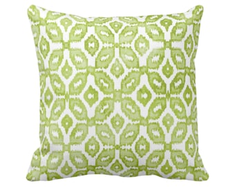 OUTDOOR Wasabi Green Ikat Throw Pillow Cover, Geometric Patio Cushion