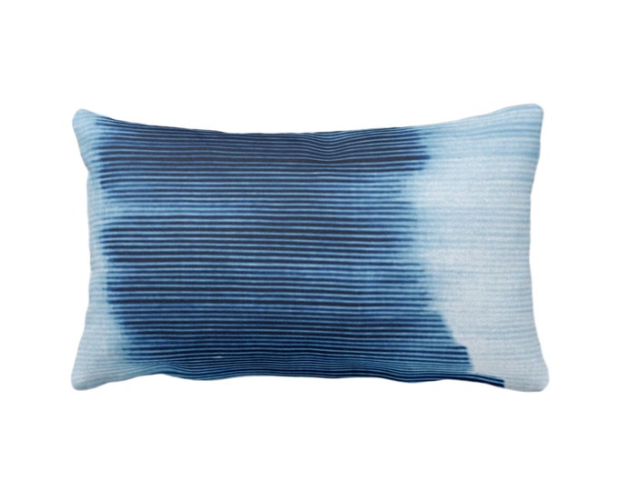 OUTDOOR Indigo Ombre Stripe Throw Pillow or Cover 14 x 20" Lumbar Pillows/Covers, Blue Geometric/Art/Print/Design/Striped/Stripes/Geo/Lines
