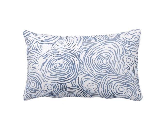 OUTDOOR Abstract Floral Throw Pillow or Cover, Navy/White 14 x 20" Lumbar Pillows/Covers Dark Blue, Watercolor Modern/Organic Print/Design