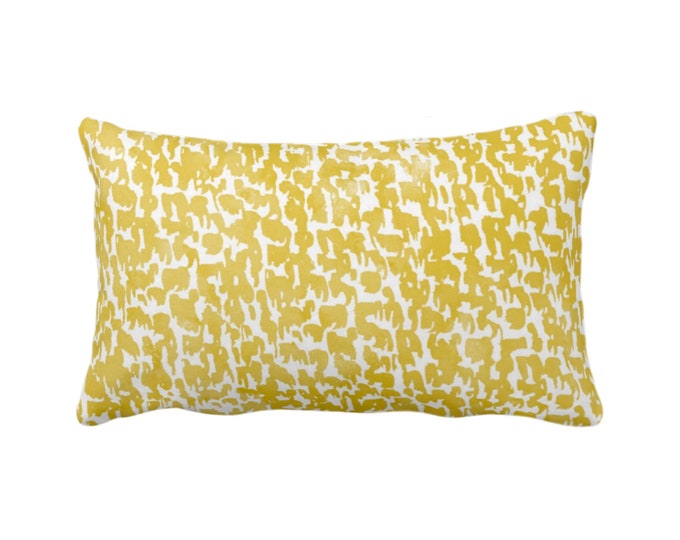 OUTDOOR Horseradish Speckled Print Throw Pillow or Cover 14 x 20" Lumbar Pillows/Covers Mustard Yellow Abstract/Marbled/Spots/Dots/Dashes