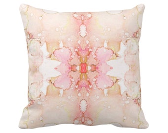 OUTDOOR Mirrored Watercolor Throw Pillow Cover, Peach Pink Orange Abstract Print