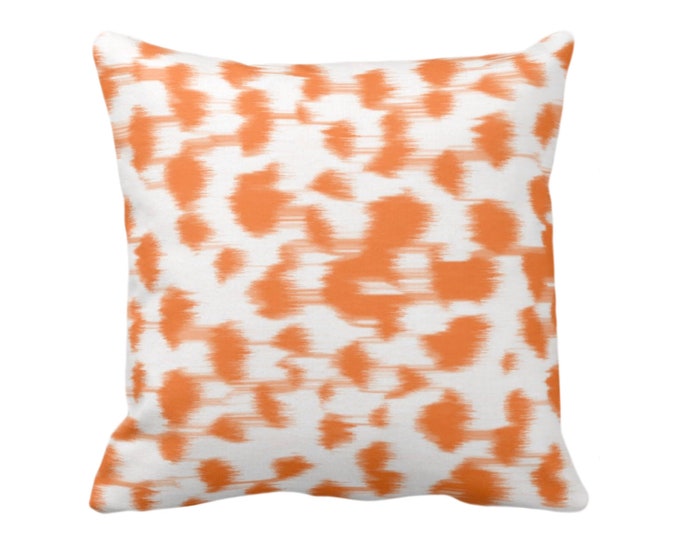 Ikat Abstract Animal Print Throw Pillow or Cover 16, 18, 20, 22, 26" Sq Pillows/Covers, Bright Orange/White Spots/Spotted/Dots/Geo/Painted