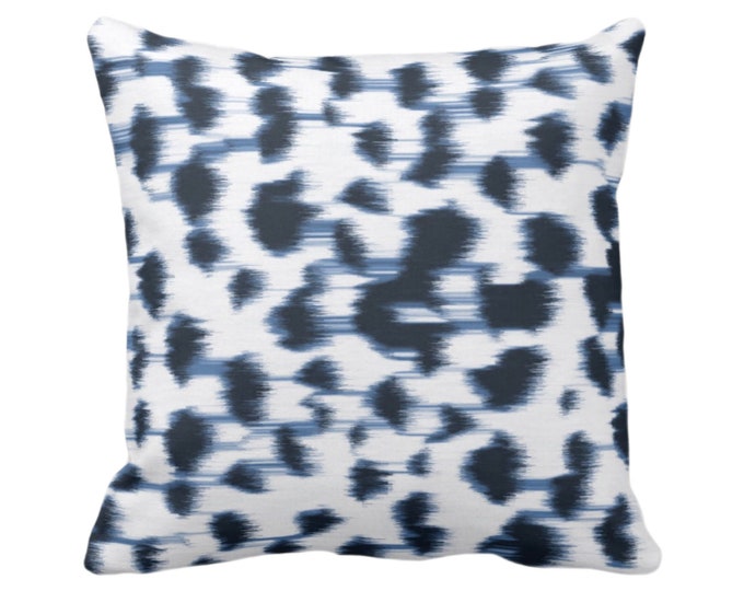 OUTDOOR Ikat Abstract Animal Print Throw Pillow or Cover 16, 18, 20, 26" Sq Pillows/Covers, Navy Blue/White Spotted/Dots/Spots/Geo/Dot