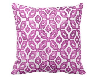 OUTDOOR Berry Ikat Print Throw Pillow, Purple Geometric Lumbar Cover