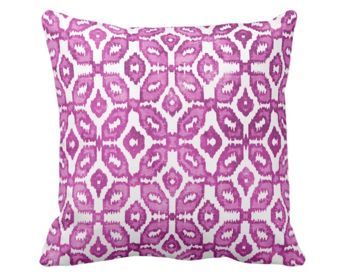 OUTDOOR Berry Ikat Print Throw Pillow or Cover 14, 16, 18, 20, 26" Sq Pillows/Covers Purple/White Geometric/Diamond/Trellis/Boho Pattern