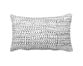 OUTDOOR Dot Line Throw Pillow or Cover, Black/White Print 14 x 20" Lumbar Pillows/Covers, Dots/Lines/Geometric/Geo/Modern/Farmhouse/Minimal