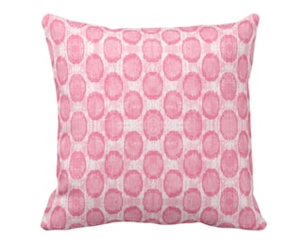 OUTDOOR Ikat Ovals Print Throw Pillow or Cover 14, 16, 18, 20, 26" Sq Pillows/Covers, Petal Pink Geometric/Circles/Geo/Tribal/Boho Pattern