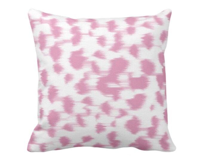 OUTDOOR Ikat Abstract Animal Print Throw Pillow/Cover 16, 18, 20, 26" Sq Pillows/Covers, Candy Pink/White Spotted/Dots/Spots/Geo Leopard