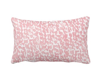 Blossom Speckled Print Throw Pillow or Cover 12 x 20" Lumbar Pillows or Covers, Pink//White Abstract/Marbled/Spots/Dots/Painted/Dashes/