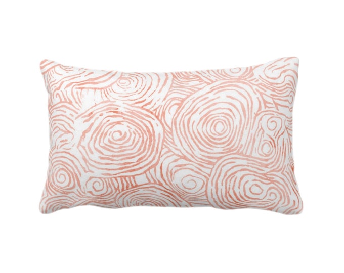OUTDOOR Abstract Floral Throw Pillow or Cover, Dusty Terracotta 14 x 20" Lumbar Pillows or Covers Coral, Watercolor Modern/Organic/Geo Print