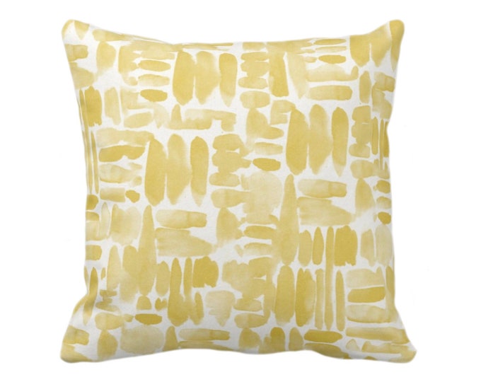 Brush Strokes Throw Pillow/Cover, Yellow/White 16, 18, 20, 22, 26" Sq Pillows/Covers Watercolor/Hand-Painted/Modern/Abstract/Geometric Print