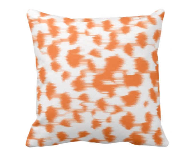 OUTDOOR Ikat Abstract Animal Print Throw Pillow/Cover 14, 16, 18, 20, 26" Sq Pillows/Covers Orange/White Dots/Spots/Geo/Splattered
