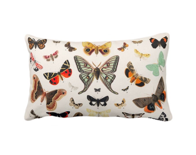 OUTDOOR Butterfly Illustration Throw Pillow/Cover 14, 16, 18, 20, 26" Sq Pillows/Covers Colorful Orange/Green/Red/Yellow Butterflies Print