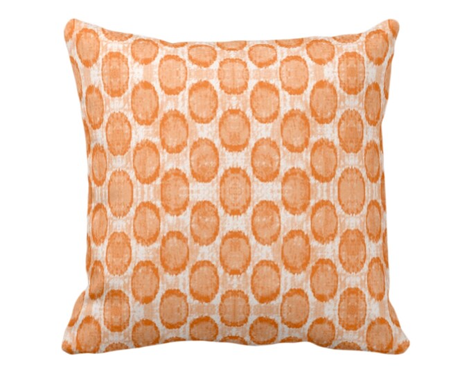 Ikat Ovals Print Throw Pillow or Cover 16, 18, 20, 22, 26" Sq Pillows/Covers, Canteloupe Orange Geometric/Circles/Dots/Dot/Geo/Polka Pattern