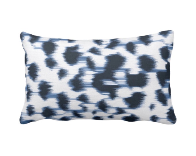 OUTDOOR Ikat Abstract Animal Print Throw Pillow or Cover 14 x 20" Lumbar Pillows/Covers, Navy Blue/White Spots/Spotted/Geo/Painted Pattern