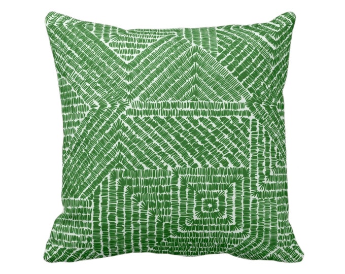 OUTDOOR Tribal Geo Throw Pillow/Cover, Botanical Green/White 16, 18, 20, 26" Sq Pillows/Covers Scratch Geometric/Tribal/Batik/Geo/Boho