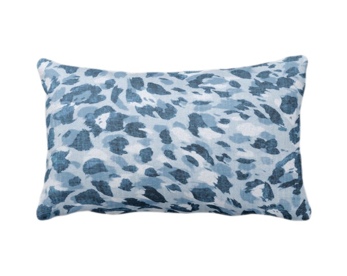 OUTDOOR Spots Print Throw Pillow or Cover, Lake Blue 14 x 20" Lumbar Pillows/Covers, Dusty Indigo Abstract Animal/Leopard/Spotted/Pattern