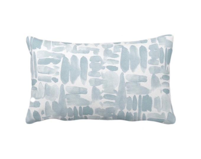 Brush Strokes Throw Pillow or Cover, Mist Blue/Green 12 x 20" Lumbar Pillows/Covers, Watercolor/Hand-Painted/Modern/Abstract/Geometric Print