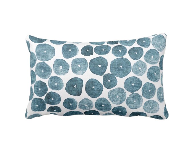 OUTDOOR Free Form Watercolor Throw Pillow or Cover, Lead Gray 14 x 20" Lumbar Pillows/Covers, Dusty Teal Abstract/Modern/Minimalist Print