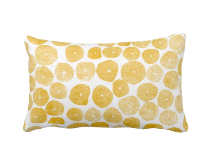 OUTDOOR Free Form Watercolor Throw Pillow or Cover, Sun 14 x 20" Lumbar Pillows/Covers, Bright Yellow Abstract/Modern/Minimalist Print