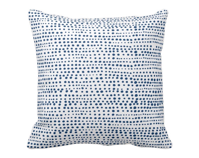 Dot Line Throw Pillow or Cover, Navy Blue/White Print 16, 18, 20, 22, 26" Sq Pillows/Covers, Dots/Lines/Geometric/Abstract/Modern/Farmhouse