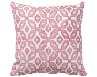 OUTDOOR Blush Ikat Print Throw Pillow Pillow/Cover 14, 16, 18, 20, 26" Sq Pillows/Covers Pink/White Geometric/Dots/Diamond/Geo/Tribal/Boho