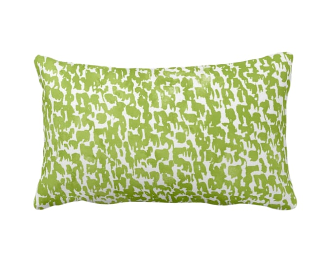 OUTDOOR Wasabi Speckled Print Throw Pillow or Cover 14 x 20" Lumbar Pillows or Covers White/Green Abstract/Marbled/Spots/Dots/Painted/Dashes