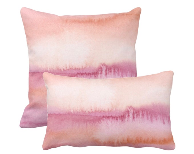 Abstract Color Bleed Throw Pillow/Cover 12x20, 16, 18, 20, 26" Sq/Lumbar Pillows/Covers, Pink/Coral/Mauve/Peach Modern/Minimal Print/Design