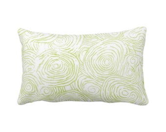 OUTDOOR -READY 2 SHIP Watercolor Faux Bois Throw Pillow Cover, Wasabi 14 x 20" Lumbar Covers, Green Painted Modern/Geo Print